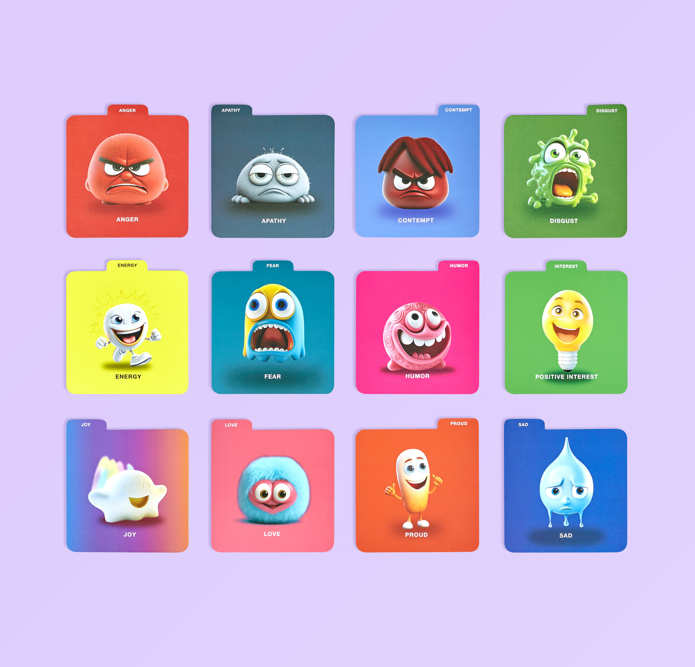 A grid of FeelWise emotion cards